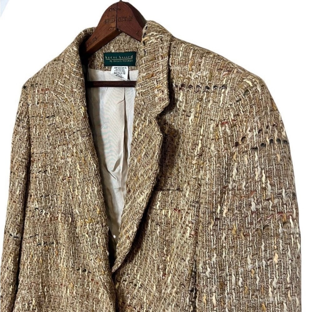 Harve Benard One Button Fully Lined Multi Tan/ Brown Women’s Jacket sz 16 NWT - Picture 3 of 8